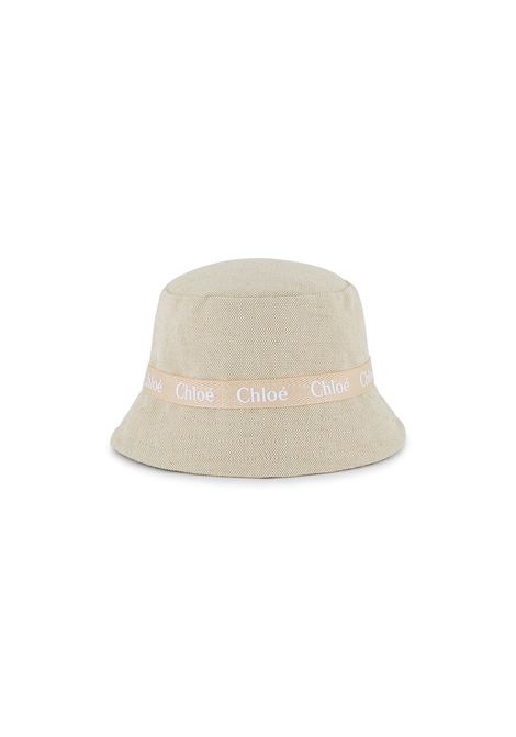 Cappello alla Pescatora Con Nastro Logato In Beige CHLOÉ KIDS | C20431Z40